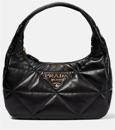 prada quilted shoulder bag black on black|Prada vintage nylon shoulder bag.